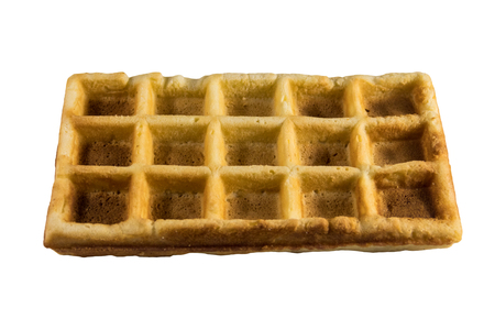 Belgian waffle isolated on white backgroundの写真素材
