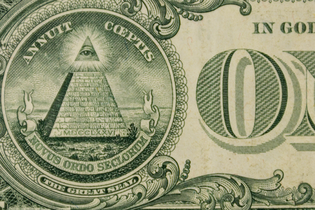 Macro shot of one dollar banknoteの写真素材