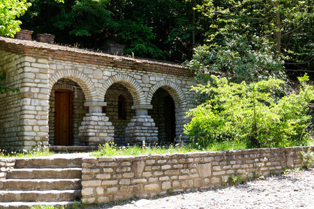 Chapel of St. Zabulon and Sosana and house St. Nino's spring in monastery of St. Nino at Bodbe. Sighnaghi, Kakheti, Georgiaの写真素材