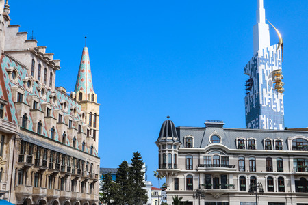 Europe Square in Batumi. Cityscape with modern architecture in Georgiaの写真素材