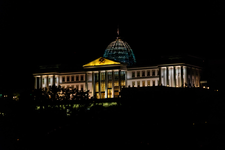 Night view on the Presidential Palace in Tbilisi, Georgiaのeditorial素材