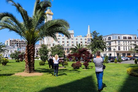 Batumi, Adjara, Georgia - May 3, 2018: Europe Square in Batumi. Cityscape with modern architecture in Georgiaのeditorial素材