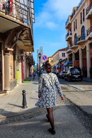 Batumi, Adjara, Georgia - May 3, 2018. The narrow street of the old town in the historical center of Batumiのeditorial素材