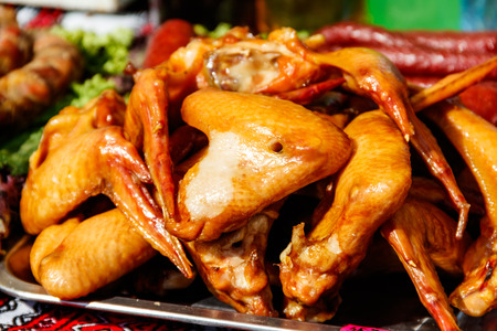 Tasty smoked chicken wingsの写真素材