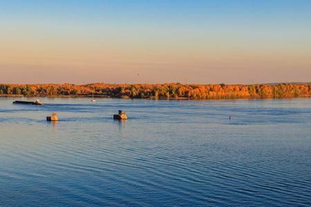 View on the river Dnieper on autumnの写真素材