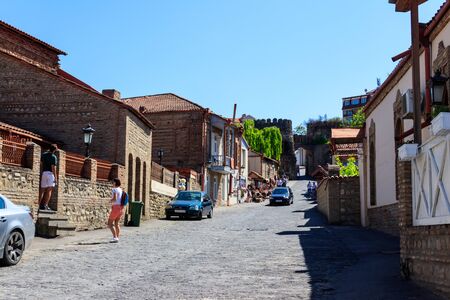 Sighnaghi, Kakheti, Georgia - May 2, 2018: Street in medieval town Sighnaghi. Sighnaghi or Signagi is a heart of Georgia's wine-growing regions. Also known as city of Loveのeditorial素材