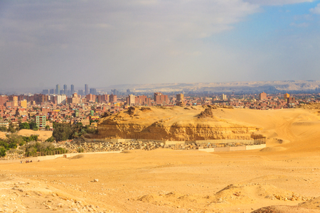View of Cairo city, capital of Egypt from the Giza plateauの写真素材