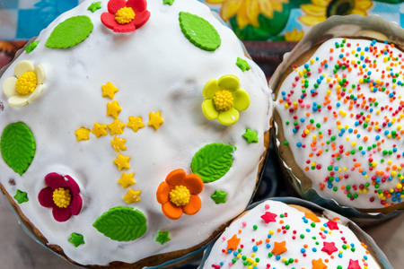 Traditional slavic Easter cake - paska. Top view