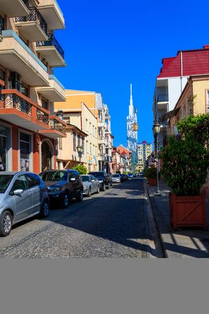 Batumi, Adjara, Georgia - May 3, 2018. The narrow street of the old town in the historical center of Batumiのeditorial素材