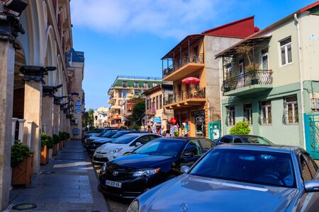 Batumi, Adjara, Georgia - May 3, 2018. The narrow street of the old town in the historical center of Batumiのeditorial素材