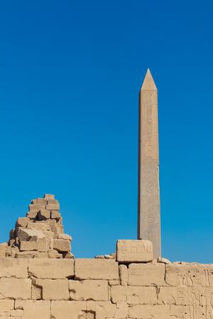 Large obelisk in Karnak temple in Luxor, Egyptの写真素材