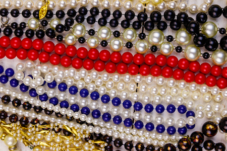 Background of the different beads necklacesの写真素材