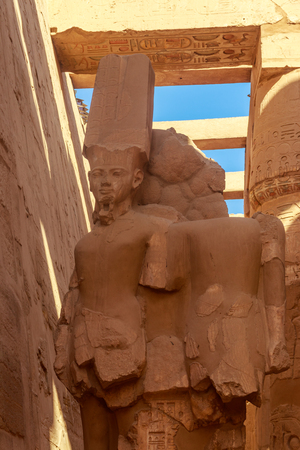 Statue of pharaoh in Karnak Temple Complex in Luxor, Egyptの写真素材