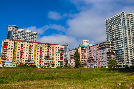 Beautiful modern buildings in Batumi, Georgiaの写真素材