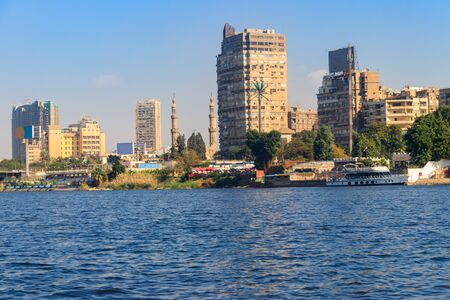 View of the Cairo city and Nile river in Egyptの写真素材