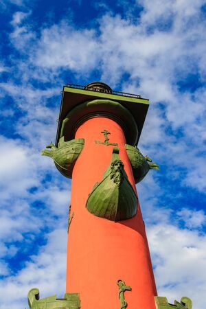 Rostral Column on Spit of Vasilyevsky Island in St. Petersburg, Russiaの写真素材