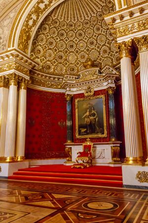 St. Petersburg, Russia - June 26, 2019: Interior of Small Throne Hall of Emperor Peter the Great in...