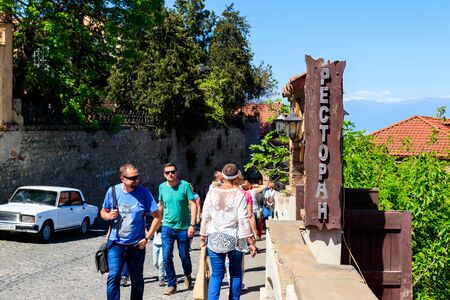 Sighnaghi, Kakheti, Georgia - May 2, 2018: Street in medieval town Sighnaghi. Sighnaghi or Signagi...