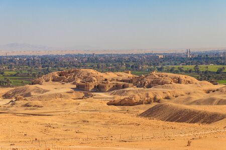 Archaeological site near the temple of Hatshepsut in Deir el-Bahri. Excavations of ancient Egypt on...
