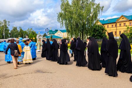 Diveyevo, Russia - August 10, 2019: Religious procession of Orthodox christians in Holy...