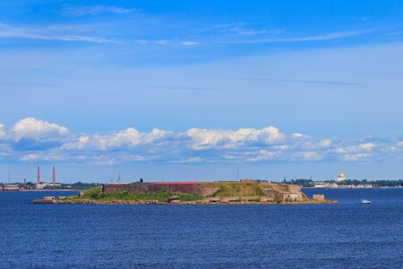 Ancient fort in the Gulf of Finland near Kronstadt, Russiaの写真素材