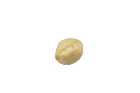 Peeled hazelnut isolated on white background
