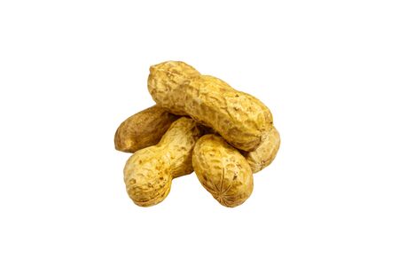 Group of peanuts isolated on white background