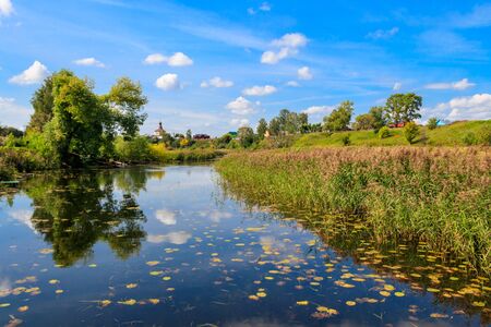 View of the Kamenka river in Suzdal, Russia
