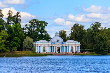 Pushkin, Russia - June 28, 2019: Grotto pavilion in Catherine park at Tsarskoe Selo in Pushkin, Russiaのeditorial素材