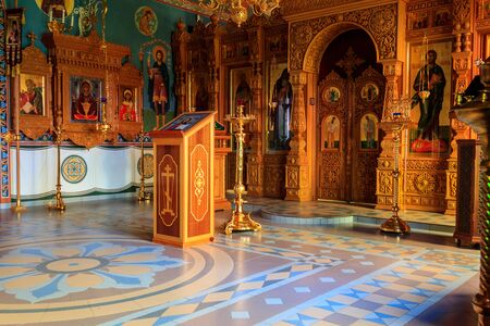 Interior of the small orthodox churchの写真素材