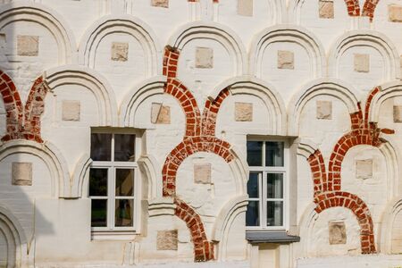 Preserved details of the medieval wall decoration of Sacristy in Trinity Lavra of St. Sergius in Sergiev Posad, Russiaの写真素材