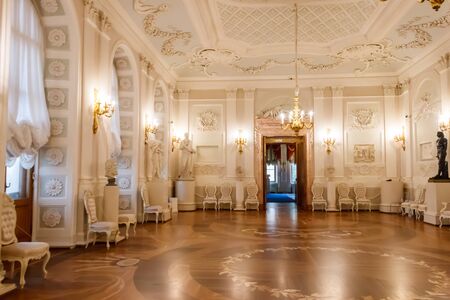 Gatchina, Russia - June 27, 2019: Interior of White hall in Big Gatchina Palace, Russiaのeditorial素材