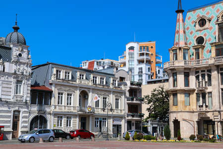 Batumi, Adjara, Georgia - May 3, 2018: Europe Square in Batumi. Cityscape with modern architecture...
