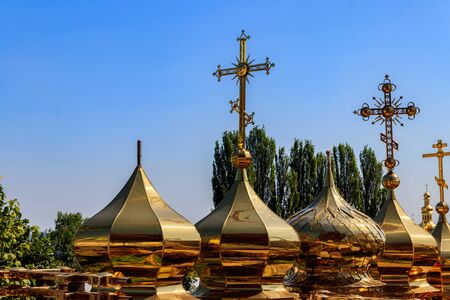 Sale of domes and crosses for orthodox churches in Kiev Pechersk Lavraの写真素材