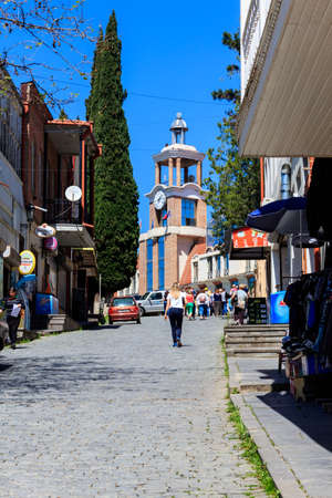 Sighnaghi, Kakheti, Georgia - May 2, 2018: Street in medieval town Sighnaghi. Sighnaghi or Signagi is a heart of Georgia's wine-growing regions. Also known as city of Loveのeditorial素材