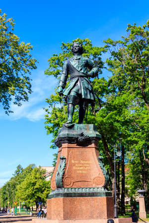 Kronstadt, Russia - June 25, 2019: Monument to Peter the Great in Kronstadt, Russiaのeditorial素材