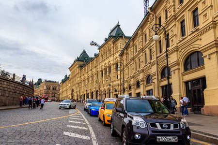 Moscow, Russia - August 15, 2019: Facade of GUM (State Department Store) known formerly as the Upper Trading Rows near Red Square in Moscow, Russia. It is currently a large shopping mallのeditorial素材