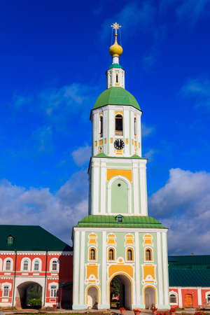 Bell tower of Sanaksar monastery of the Nativity of the Mother of God in Temnikov, Republic Mordovia, Russiaの写真素材