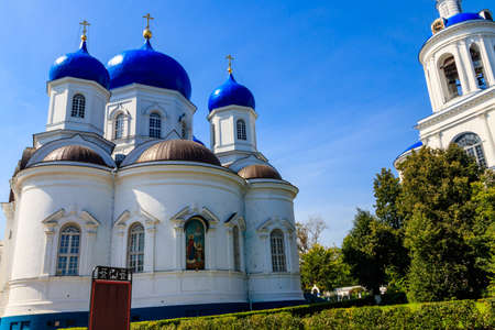 Bell tower and Cathedral of the Bogolyubovo icon of Our Lady in Bogolyubovo convent in Vladimir oblast, Russiaのeditorial素材
