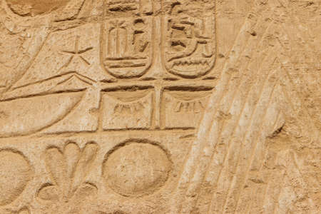 Ancient egyptian hieroglyphs on the wall in Karnak Temple Complex in Luxor, Egypt