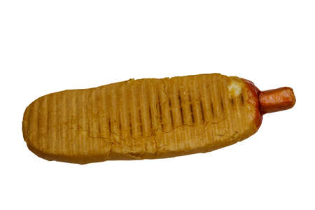 French hot dog isolated on white backgroundの写真素材