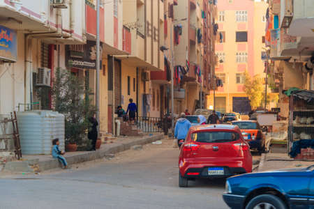 Hurghada, Egypt - December 9, 2018: Traffic on a city street in Hurghada, Egyptのeditorial素材