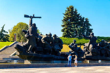 Kiev, Ukraine - August 24, 2019: Monument Crossing of the Dnieper on territory of National Museum of...