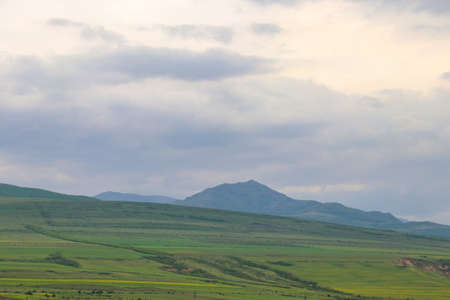View of the Caucasus mountains in Georgiaの写真素材