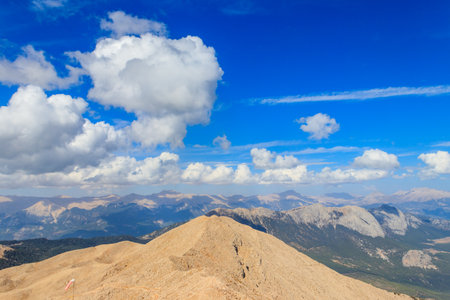 View of the Taurus mountains from a top of Tahtali mountain near Kemer, Antalya Province in Turkeyの写真素材