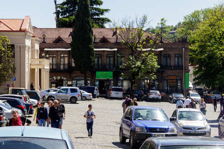 Sighnaghi, Kakheti, Georgia - May 2, 2018: Street in medieval town Sighnaghi. Sighnaghi or Signagi...
