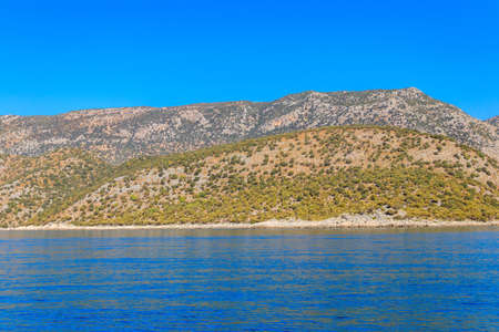 View of the Taurus mountains and the Mediterranean sea near Demre, Antalya province in Turkeyの写真素材