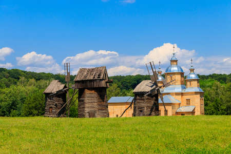 View of Open-air Museum of Folk Architecture and Folkways of Ukraine in Pyrohiv (Pirogovo) village near Kiev, Ukraineのeditorial素材