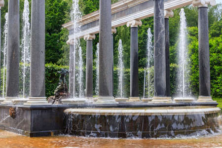 Fountain Lion's cascade in Lower park of Peterhof in St. Petersburg, Russiaの写真素材