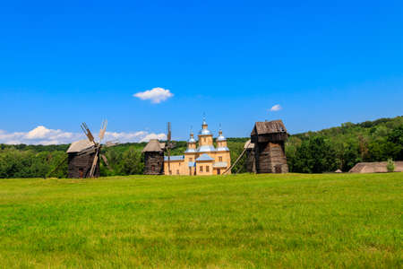 View of Open-air Museum of Folk Architecture and Folkways of Ukraine in Pyrohiv (Pirogovo) village near Kiev, Ukraineのeditorial素材